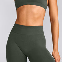 EffortlessLift™ Seamless Mid Rise Leggings with Gray Logo | Dark Khaki