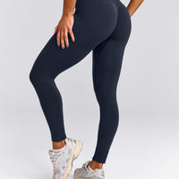 EffortlessLift™ Seamless Mid Rise Leggings with Grey Logo | True Blue