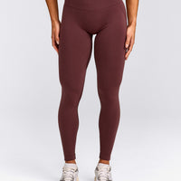 EffortlessLift™ Seamless Mid Rise Leggings with Grey Logo | Velvet Mocha