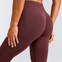 EffortlessLift™ Seamless Mid Rise Leggings with Grey Logo | Velvet Mocha