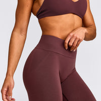 EffortlessLift™ Seamless Mid Rise Leggings with Grey Logo | Velvet Mocha