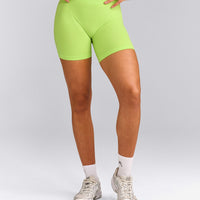 EffortlessLift™ Seamless Mid Rise Shorts with Grey Logo | Citrus Green