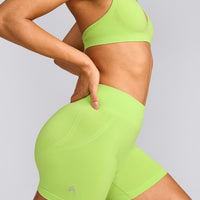 EffortlessLift™ Seamless Mid Rise Shorts with Grey Logo | Citrus Green