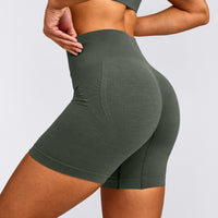 EffortlessLift™ Seamless Mid Rise Shorts with Gray Logo | Dark Khaki