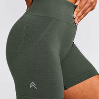 EffortlessLift™ Seamless Mid Rise Shorts with Gray Logo | Dark Khaki