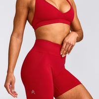 EffortlessLift™ Seamless Mid Rise Shorts with Grey Logo | Fiery Red