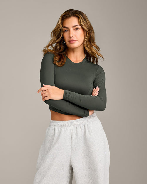 Oner Modal Mellow™ Motion Crew Neck Long Sleeve Mid Top | Dark Khaki