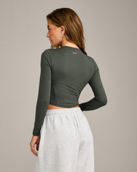 Mellow™ Motion Crew Neck Long Sleeve Mid Top | Dark Khaki