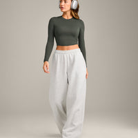 Mellow™ Motion Crew Neck Long Sleeve Mid Top | Dark Khaki