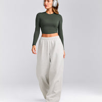 Mellow™ Motion Crew Neck Long Sleeve Mid Top | Dark Khaki