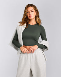 Mellow™ Motion Crew Neck Long Sleeve Mid Top | Dark Khaki