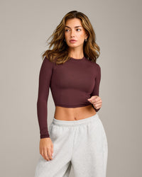 Mellow™ Motion Crew Neck Long Sleeve Mid Top | Light Velvet Mocha