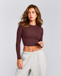 Mellow™ Motion Crew Neck Long Sleeve Mid Top | Light Velvet Mocha