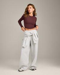 Mellow™ Motion Crew Neck Long Sleeve Mid Top | Light Velvet Mocha