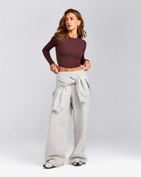 Mellow™ Motion Crew Neck Long Sleeve Mid Top | Light Velvet Mocha