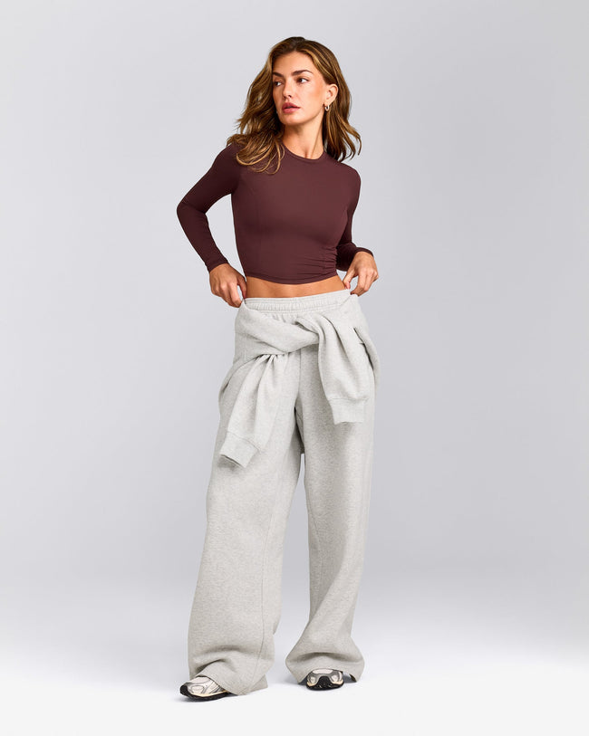 Mellow™ Motion Crew Neck Long Sleeve Mid Top | Light Velvet Mocha