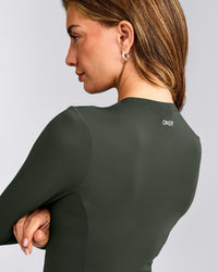 Mellow™ Motion Crew Neck Long Sleeve Top | Dark Khaki