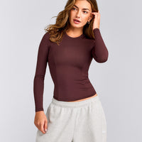 Mellow™ Motion Crew Neck Long Sleeve Top | Light Velvet Mocha