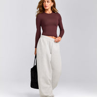 Mellow™ Motion Crew Neck Long Sleeve Top | Light Velvet Mocha