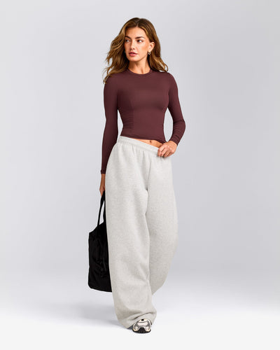 Mellow™ Motion Crew Neck Long Sleeve Top | Light Velvet Mocha