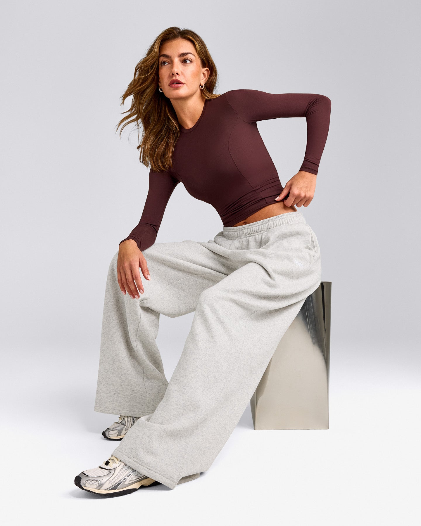 Mellow™ Motion Crew Neck Long Sleeve Top | Light Velvet Mocha