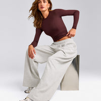 Mellow™ Motion Crew Neck Long Sleeve Top | Light Velvet Mocha