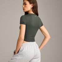 Mellow™ Motion Crew Neck Mid Top | Dark Khaki