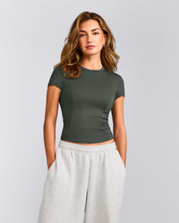 Mellow™ Motion Crew Neck Top | Dark Khaki