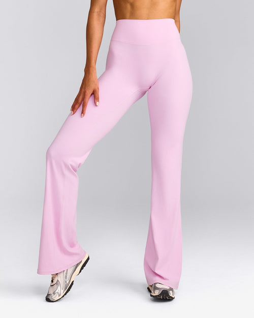 SoftMotion™ Flared Trousers with Gray Logo | Chalk Pink