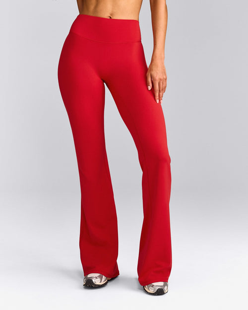 SoftMotion™ Flared Trousers with Gray Logo | Fiery Red