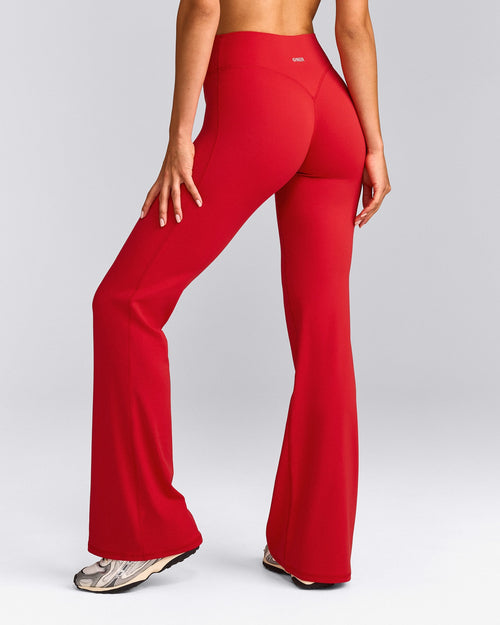 SoftMotion™ Flared Trousers with Gray Logo | Fiery Red