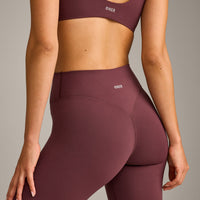 SoftMotion™ High Waisted Leggings with Grey Logo | Velvet Mocha