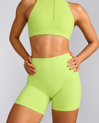 SoftMotion™ High Waisted Shorts 6" with Gray Logo | Citrus Green
