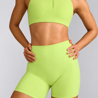 SoftMotion™ High Waisted Shorts 6" with Gray Logo | Citrus Green