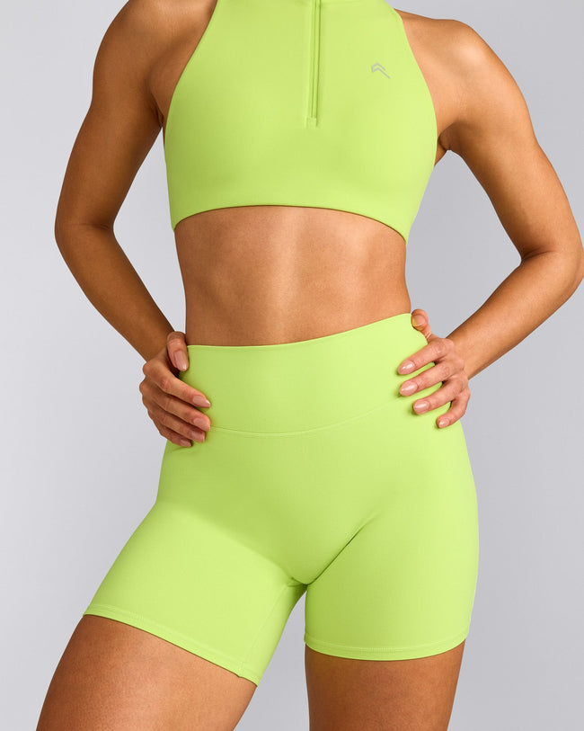 SoftMotion™ High Waisted Shorts 6" with Gray Logo | Citrus Green