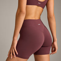 SoftMotion™ High Waisted Shorts 6" with Grey Logo | Velvet Mocha