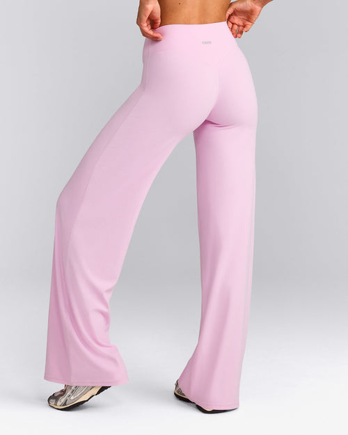 SoftMotion™ Straight Leg Trousers with Gray Logo | Chalk Pink