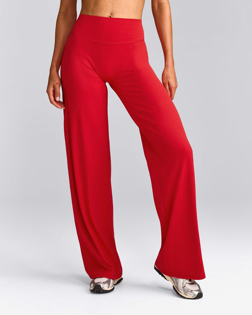 SoftMotion™ Straight Leg Trousers with Gray Logo | Fiery Red