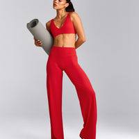 SoftMotion™ Straight Leg Bottoms with Grey Logo | Fiery Red