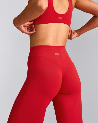 SoftMotion™ Straight Leg Bottoms with Grey Logo | Fiery Red