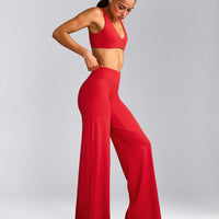 SoftMotion™ Straight Leg Bottoms with Grey Logo | Fiery Red