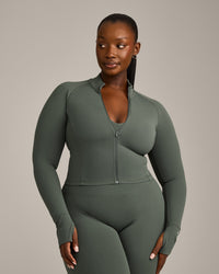 SoftMotion™ Mid Jacket with Grey Logo | Dark Khaki