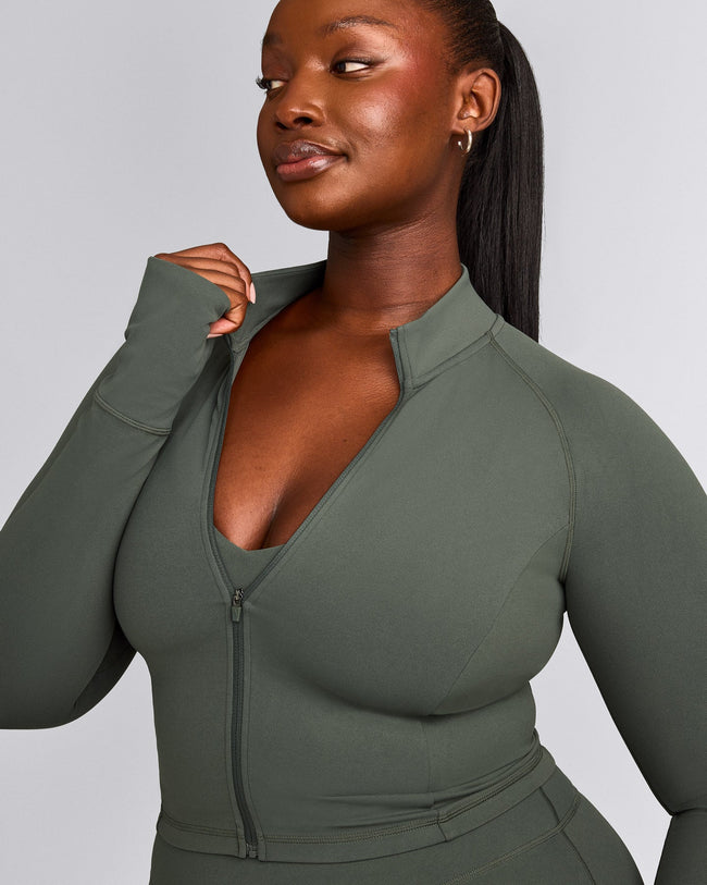 SoftMotion™ Mid Jacket with Grey Logo | Dark Khaki