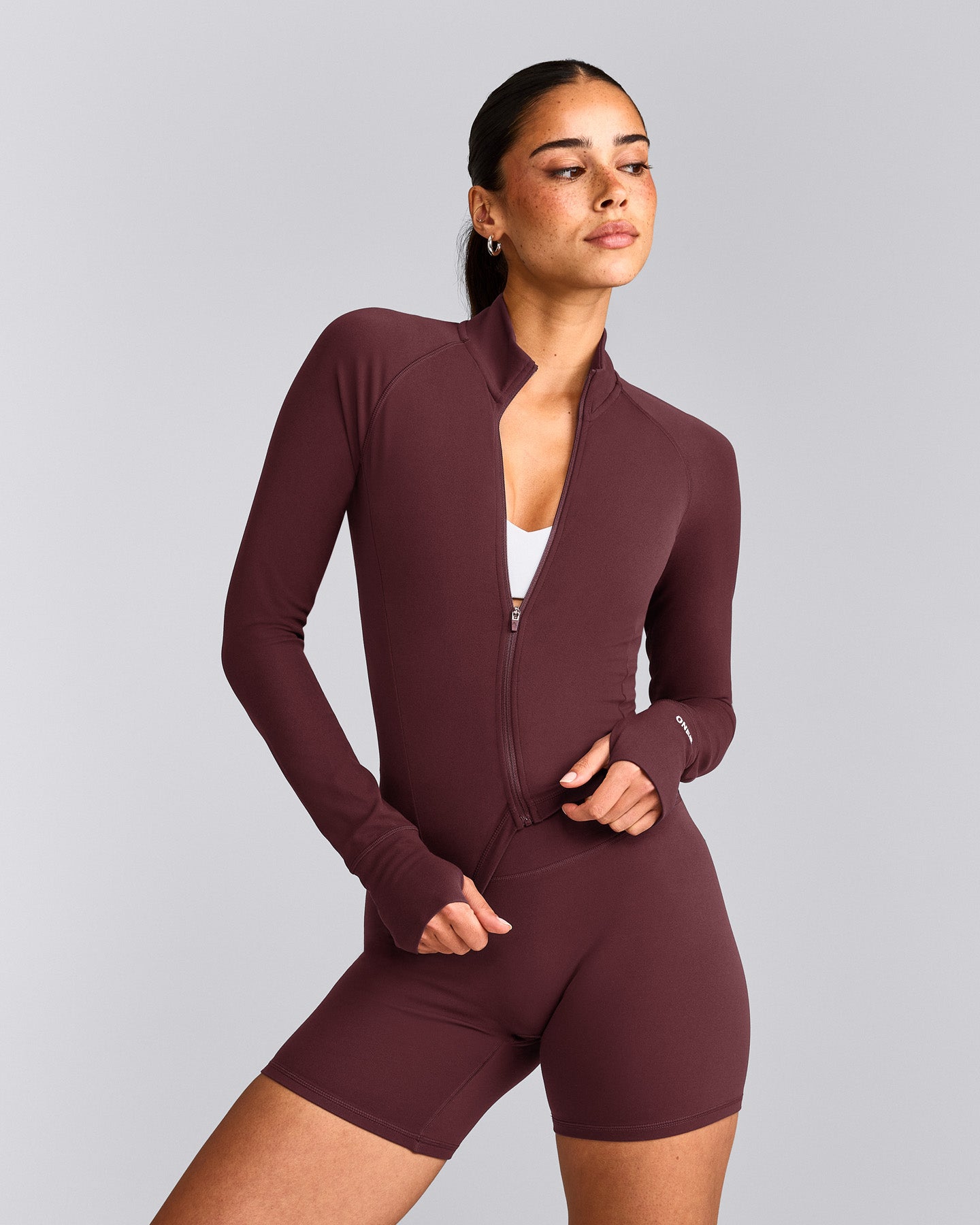 SoftMotion™ Mid Jacket with Grey Logo | Velvet Mocha