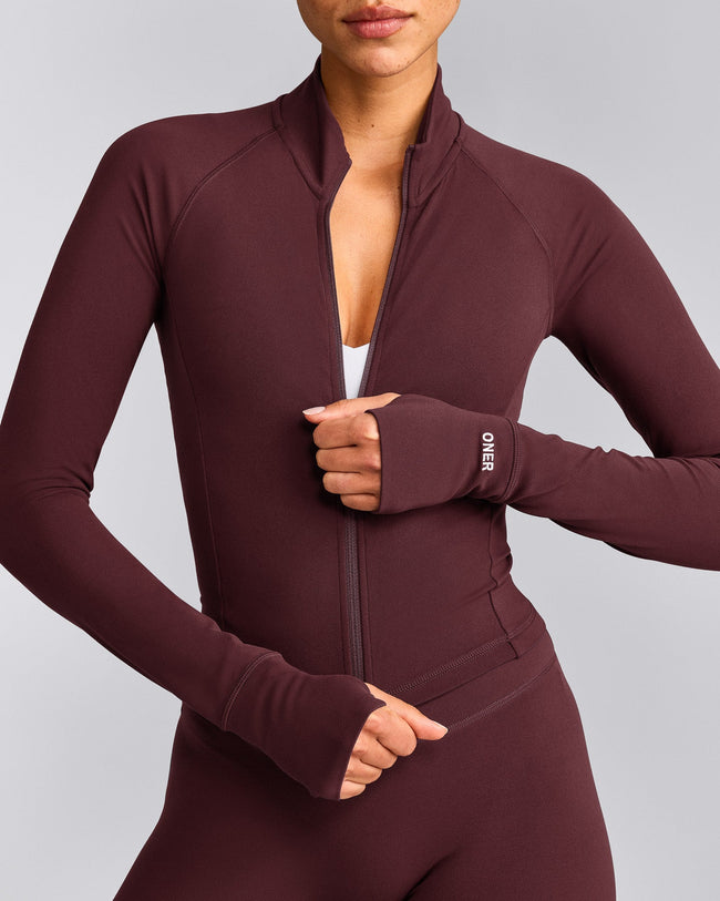 SoftMotion™ Mid Jacket with Grey Logo | Velvet Mocha