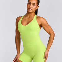 SoftMotion™ Racer Back Mid Vest with Built in Bra Shelf with Grey Logo | Citrus Green