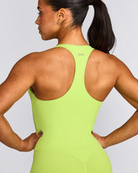 SoftMotion™ Racer Back Mid Vest with Built in Bra Shelf with Grey Logo | Citrus Green