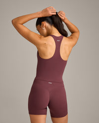 SoftMotion™ Racer Back Mid Vest with Built in Bra Shelf with Grey Logo | Velvet Mocha