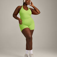 SoftMotion™ Racer Back Vest with Built in Bra Shelf with Grey Logo | Citrus Green