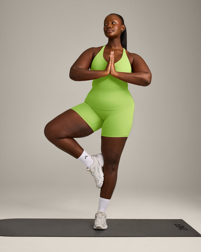 SoftMotion™ Racer Back Vest with Built in Bra Shelf with Grey Logo | Citrus Green